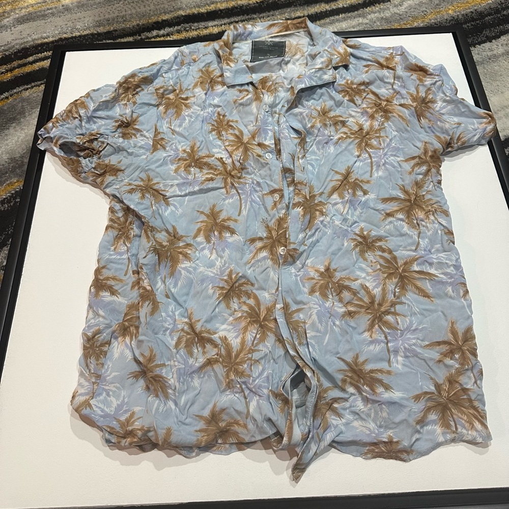 Color Blue And Brown Palm Tree Shirt